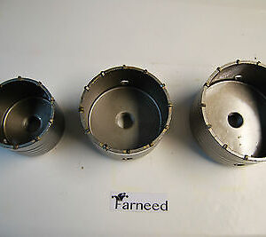 KIT FRESE A TAZZA PER MURO 3 TAZZE PER FORI 80-100-120mm ATTACCO FILETTATO M22