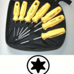 SET CACCIAVITI CACCIAVITE VITE TORX 7 PZ PEZZI FORO BORSELLO CUSTODIA T6 T30 GIA