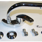 RUBINETTO MISCELATORE LAVELLO LAVABO CUCINA da MURO o PARETE OTTONE CROMATO mod2