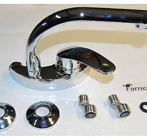 RUBINETTO MISCELATORE LAVELLO LAVABO CUCINA da MURO o PARETE OTTONE CROMATO mod2