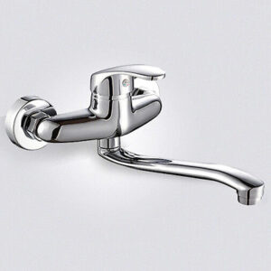 RUBINETTO MISCELATORE LAVELLO LAVABO CUCINA da MURO o PARETE OTTONE CROMATO mod1 899b