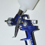 MINI AEROGRAFO HVLP SERBATOIO SUPERIORE 125cc 1mm PISTOLA VERNICIATURA PLASTICA