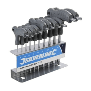 SET DI CHIAVI ESAGONALI CON IMPUGNATURA A T TORX CHROME VANADIUM 10 PZ SILV 153
