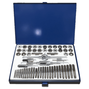KIT MASCHI FILIERA FILIERE FILETTATURA 40 PZ VALIGETTA METALLO MASCHI FEMMINE 390