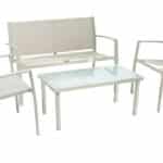 SET 4 PZ SALOTTO SALOTTINO DA GIARDINO ESTERNO DIVANO DIVANETTO POLTRONE TAVOLINO TORTORA