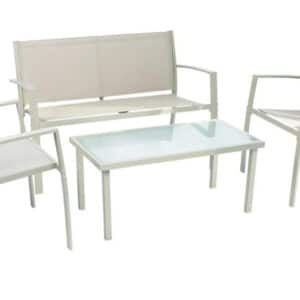 SET 4 PZ SALOTTO SALOTTINO DA GIARDINO ESTERNO DIVANO DIVANETTO POLTRONE TAVOLINO TORTORA