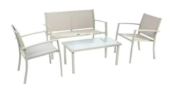 SET 4 PZ SALOTTO SALOTTINO DA GIARDINO ESTERNO DIVANO DIVANETTO POLTRONE TAVOLINO TORTORA