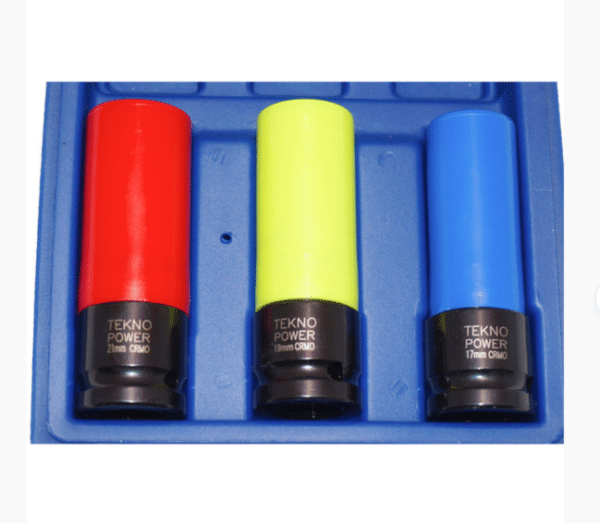 BUSSOLE 3 PZ RUOTA CERCHI LEGA 1/2" 17 19 21 mm OFFICINA GOMMISTA ANTIGRAFFIO 610TK