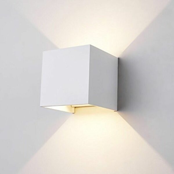 APPLIQUE INTERNO ESTERNO LED CUBO LAMPADA PARETE MURO 6W DOPPIA LUCE CALDA 236