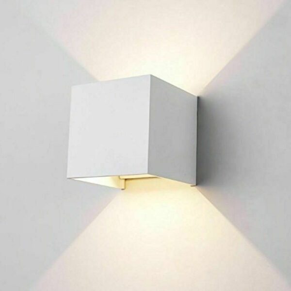 APPLIQUE INTERNO ESTERNO LED CUBO LAMPADA PARETE MURO 10W DOPPIA LUCE FREDDA 10