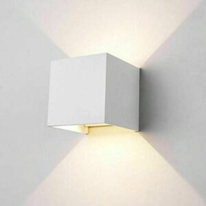 APPLIQUE INTERNO ESTERNO LED CUBO LAMPADA PARETE MURO 10W DOPPIA LUCE NATURAL 27