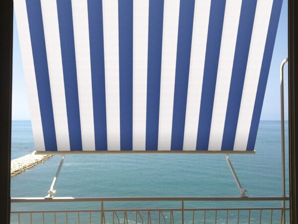 TENDA SOLE CADUTA 2,5X2,5 MT SENZA CASSONETTO BRACCI BIANCA BLU BALCONE 515