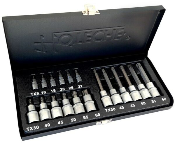 KIT SET INSERTI CHIAVI 18PZ BUSSOLE BUSSOLA CHIAVI TORX 1/4" 1/2" VALIGIA 164 HO