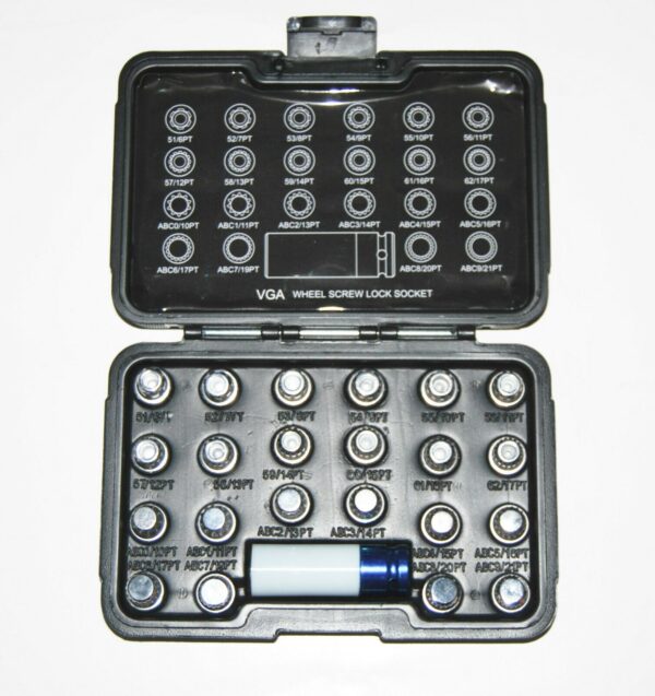 SET CHIAVI BUSSOLE RIMOZIONE DADI BLOCCAGGIO ANTIFURTO RUOTE 23 PZ VAG AUDI 317