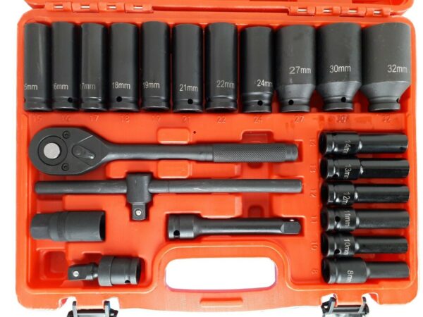 SET 22 BUSSOLE RINFORZATE CEMENTATE MACCHINA 1/2" ESAGONALI 8 32 MM CRICCHETTO R