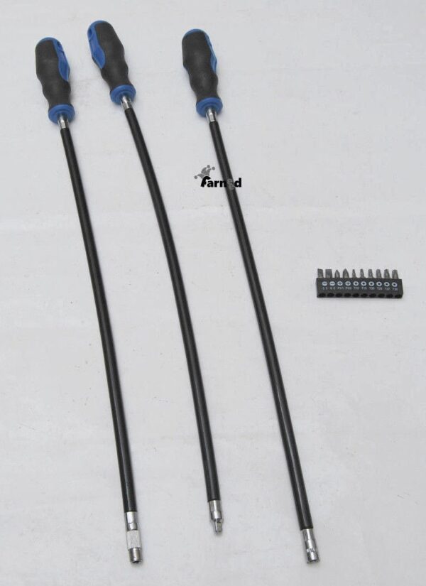 SET CACCIAVITI 3 PZ GIRAVITI EXTRA LUNGHI FLESSIBILI CON INSERTI PUNTE TORX 494