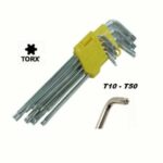 SET CHIAVI TORX 9 PZ FRANCESI L METRICHE FORO BRUGOLA LUNGHE T10 T50 SW 214