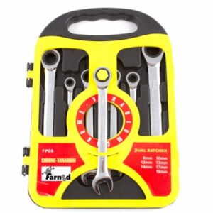 CHIAVI COMBINATE CRICCHETTO CHIAVE FISSE FISSA ACCIAIO 7 PZ 8 - 19 MM 255 GIAL