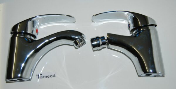 COPPIA DI MISCELATORI RUBINETTI LAVABO BIDET BAGNO OTTONE CROMATO CON FLESSIBILI