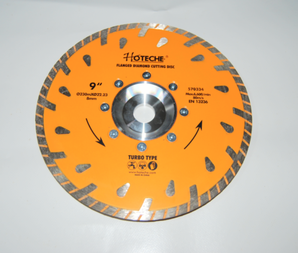 DISCO DIAMANTATO PIETRA FLANGIATO CEMENTO Ø230 mm 230x22.23 8mm SMERIGLIATRICE