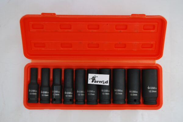 SET BUSSOLE LUNGHE RINFORZATE 1/2" AD IMPATTO AVVITATORE ARIA PNEUMATICO 10-24mm