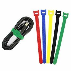 SET 6 FASCETTE A TRAPPO AUTOADESIVE COLORI MISTI 12X200 mm NYLON CAVI CAVO 572