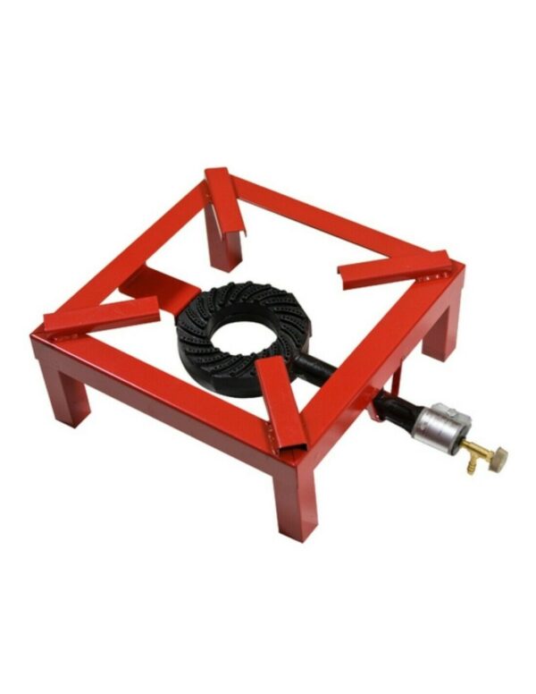 FORNELLONE FORNELLO A GAS 4 PIEDI 30x30CM - BRUCIATORE IN GHISA ROSSO