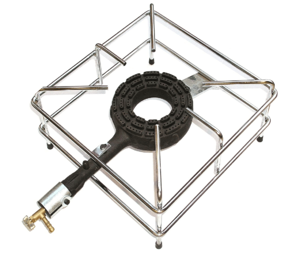 FORNELLONE FORNELLO CM 40X40 7,5kw CROMATO INOX GAS BOMBOLA BRUCIATORE IN GHISA