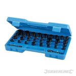 INSERTI METRICI ESAGONALI IMPATTO 8 - 30 mm 35 PZ CHIAVE A BUSSOLA 3/8" 802 SIL