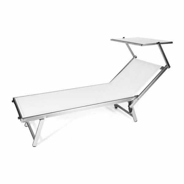LETTINO MARE PRENDISOLE SPIAGGIA PISCINA ALLUMINIO PARASOLE REGOLABILE GIARINO BIANCO 530