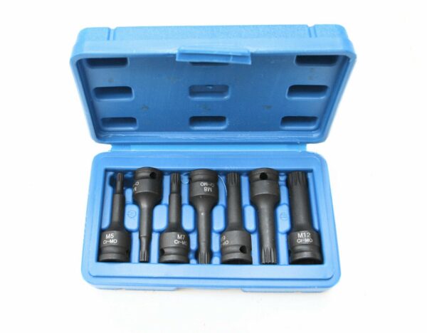 SET CHIAVI BUSSOLA IMPATTO 3/8 XZN 80MM M5 - M12 AVVITATORE CASSETTA 7 PZ