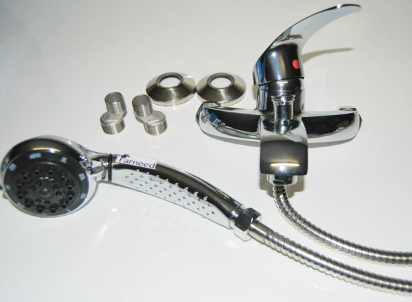 MISCELATORE RUBINETTO IN OTTONE CROMATO MONOCOMANDO VASCA  DOCCIA  CON TUBO