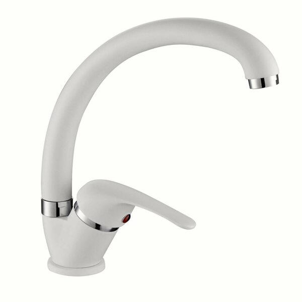 MISCELATORE RUBINETTO CANNA ALTA CURVA LAVELLO MONOCOMANDO CUCINA BIANCO 708