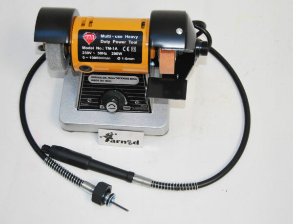 MOLA 200W DA BANCO PIETRA 75 MM SPAZZOLA PROLUNGA FLESSIBILE DRIMEL MOLETTA