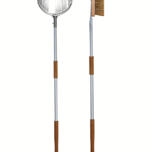 KIT SET PALA QUADRATA SPAZZOLA PICCOLA PER PIZZA PIZZE FORNO A LEGNA 2 PEZZI PZ