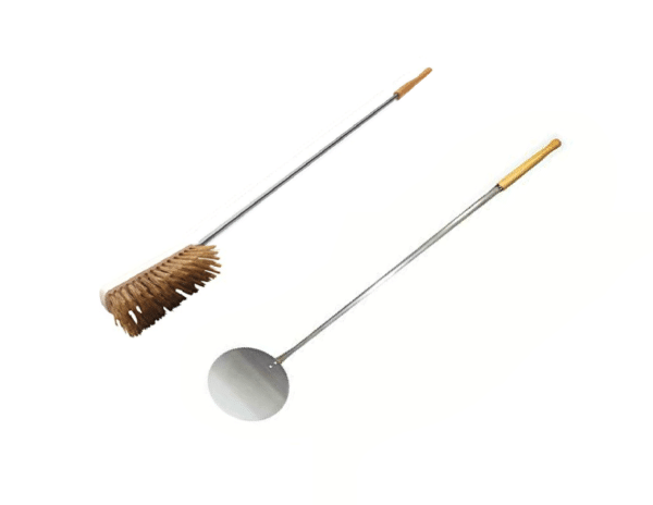 KIT SET PALA TONDA 18 SPAZZOLA PICCOLA PIZZA PIZZE FORNO A LEGNA 2 PEZZI PZ PALE