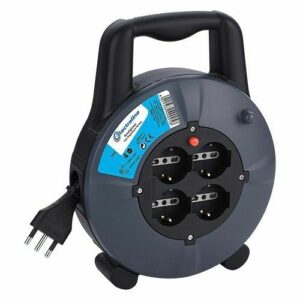 PROLUNGA ELETTRICA AVVOLGICAVO 4 MT METRI 3X1 4 PRESE PRESA BIP SCHUKO 197