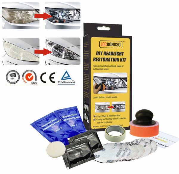 KIT PULIZIA RIPARAZIONE RESTAURO LUCIDATURA FARI FARO FANALI AUTO 223 LOC
