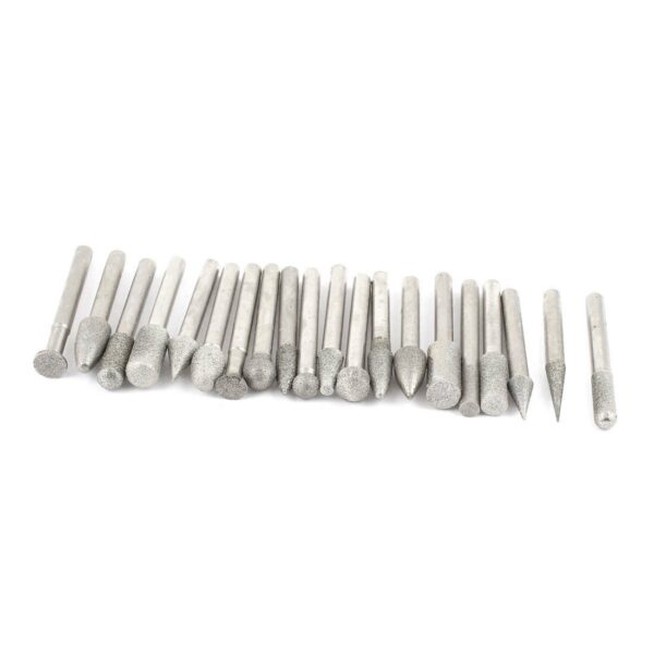 SET PUNTE FRESE DIAMANTATE 20 PZ GAMBO 6 MM LUNGO 60 LUCIDATURA LUCIDARE DRIMEL