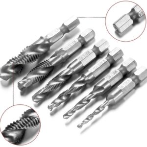 SET PUNTE TRAPANO 6PZ FILETTANTI HSS M3 M4 M5 M6 M8 M10 CODOLO ESAGONALE 1/4"