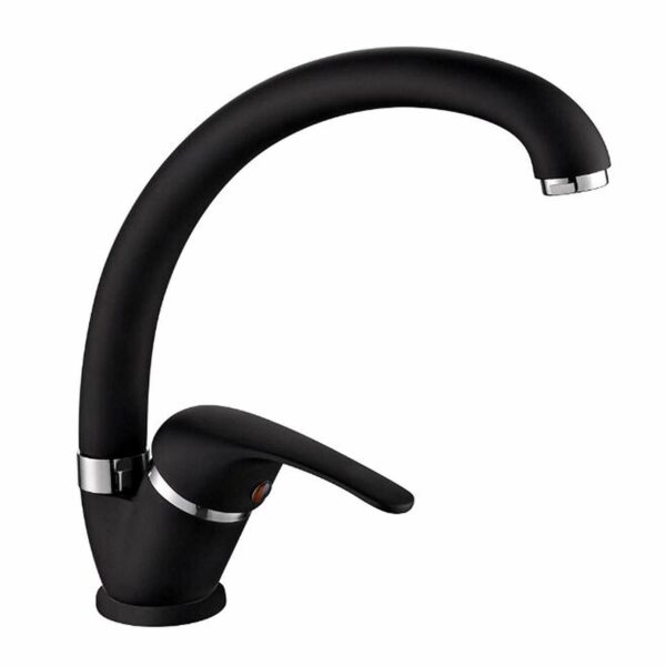 MISCELATORE RUBINETTO CANNA ALTA CURVA LAVELLO MONOCOMANDO CUCINA NERO 699