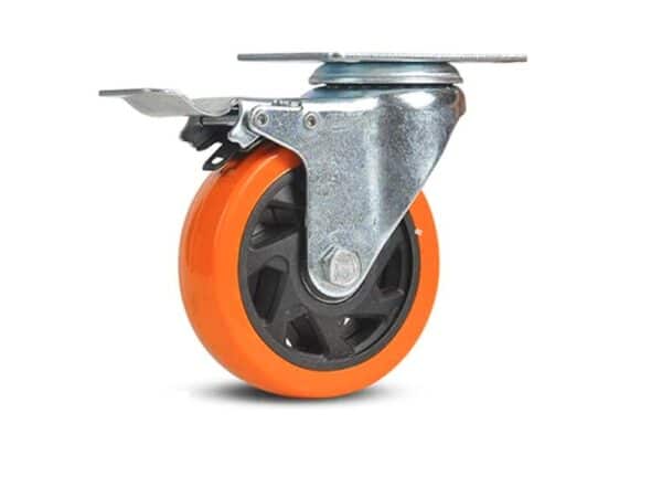 RUOTA RUOTE ROTELLA CARRELLO 100x32 MM 4" CARRELLI STAFFA GIREVOLE CON FRENO 642ara