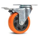 RUOTA RUOTE ROTELLA CARRELLO 125x32 mm 5" CARRELLI STAFFA GIREVOLE FRENO 431b