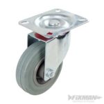 RUOTA CARRELLO CARRELLI INDUSTRIALE GOMMA STAFFA BASE GIREVOLE 100MM 70 KG 473