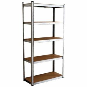 SCAFFALE 5 RIPIANI METALLO ZINCATO SIMIL LEGNO MDF 90X40X180 cm SCAFFALATURA 915