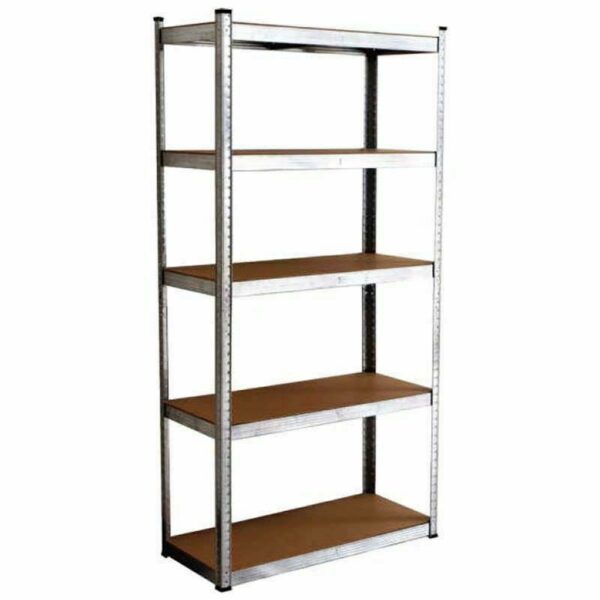 SCAFFALE 5 RIPIANI METALLO ZINCATO SIMIL LEGNO MDF 90X40X180 cm SCAFFALATURA 915