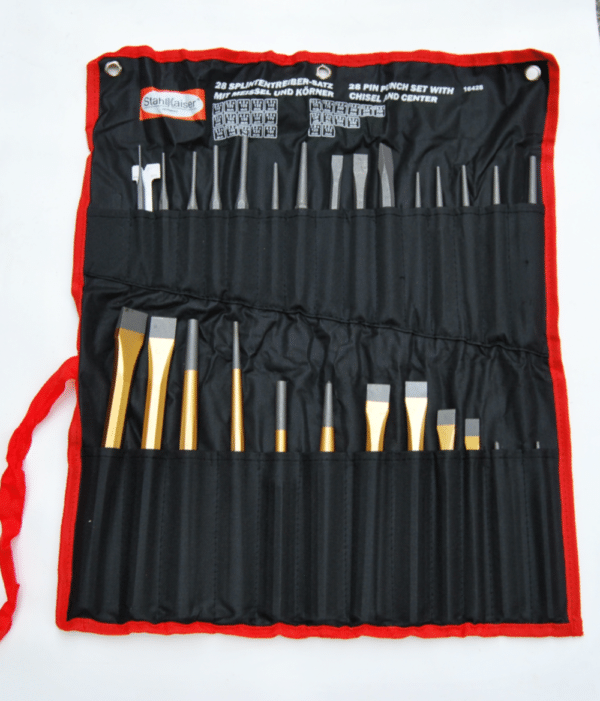 SET SCALPELLI CACCIASPINE CACCIACHIODI PUNZONI 28 PZ PEZZI BULLINI ASTUCCIO 276