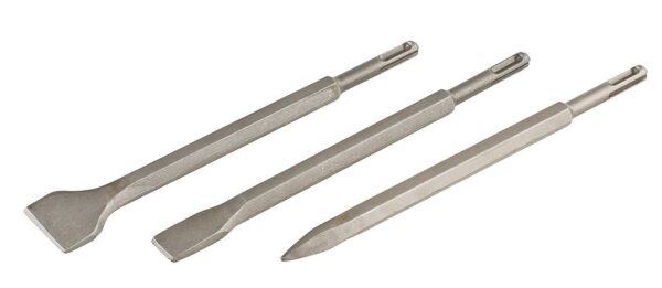 SET SCALPELLI 3 PZ SCALPELLO SDS PLUS PUNTA PIATTA PER DEMOLITORE PNEUMATICO 113