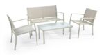 SET 4 PZ SALOTTO SALOTTINO DA GIARDINO ESTERNO DIVANO DIVANETTO POLTRONE TAVOLINO TORTORA 966df