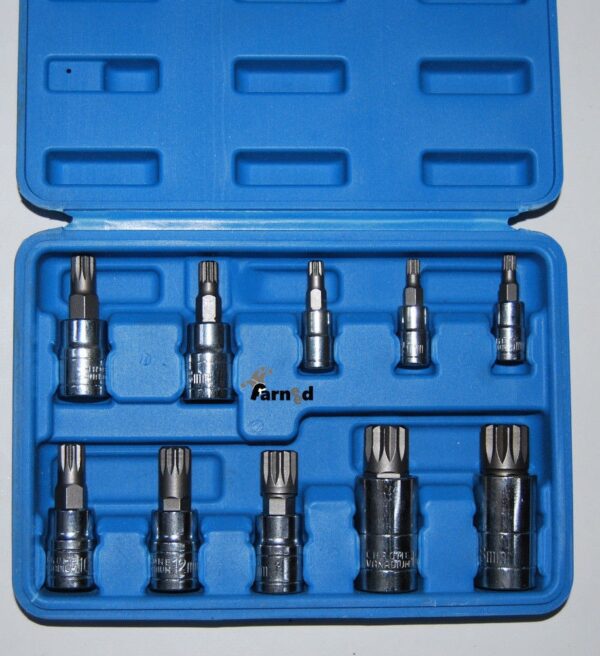 SET KIT 10 PZ CHIAVI A BUSSOLA INSERTI CHIAVE BUSSOLOTTI M4 M18 XZN CUSTODIA 288